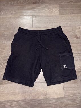 Calvin Klein Black Men's Cargo Pocket Drawstring Shorts